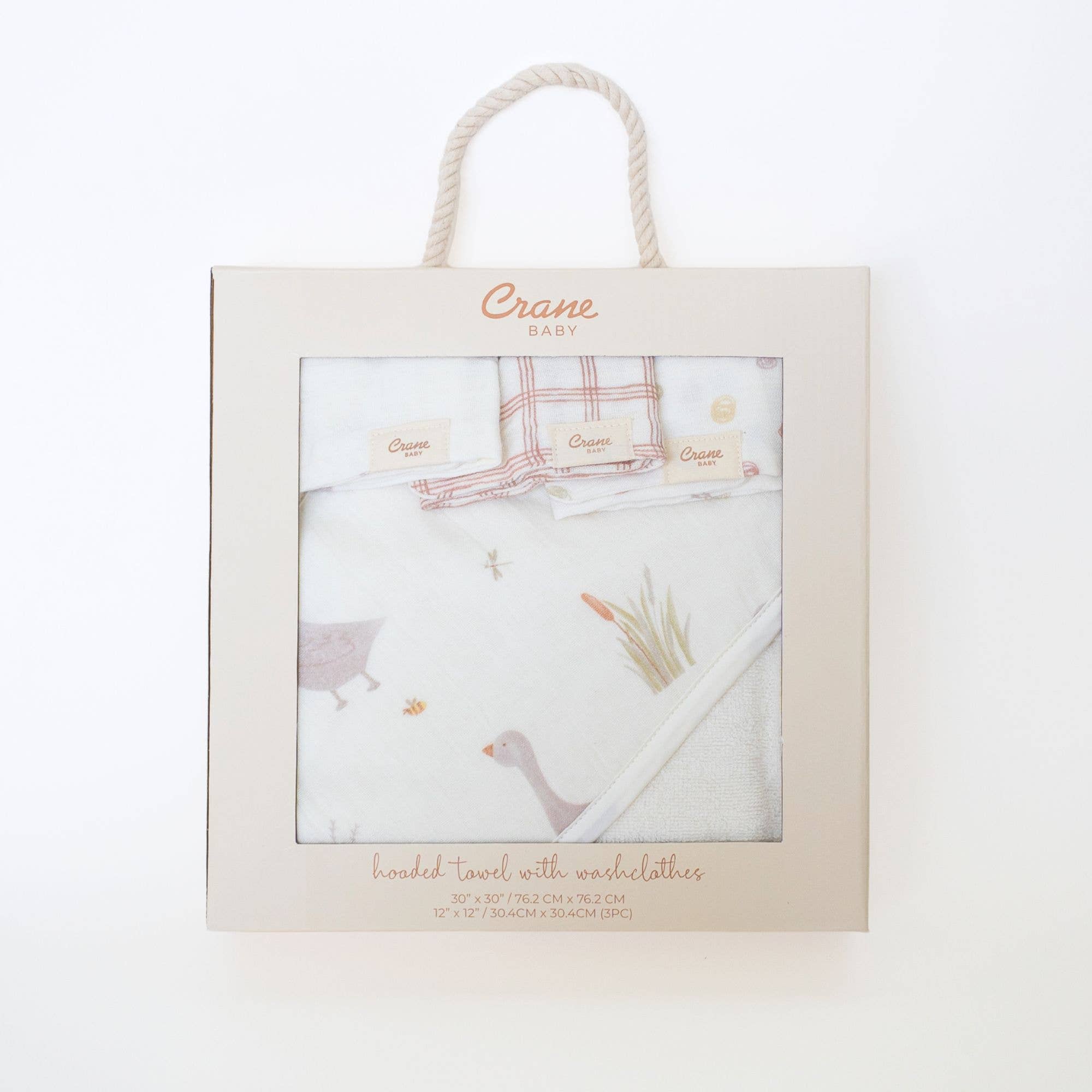 Charlie Farmhouse Goose Hooded Towel/Wash Cloth Set