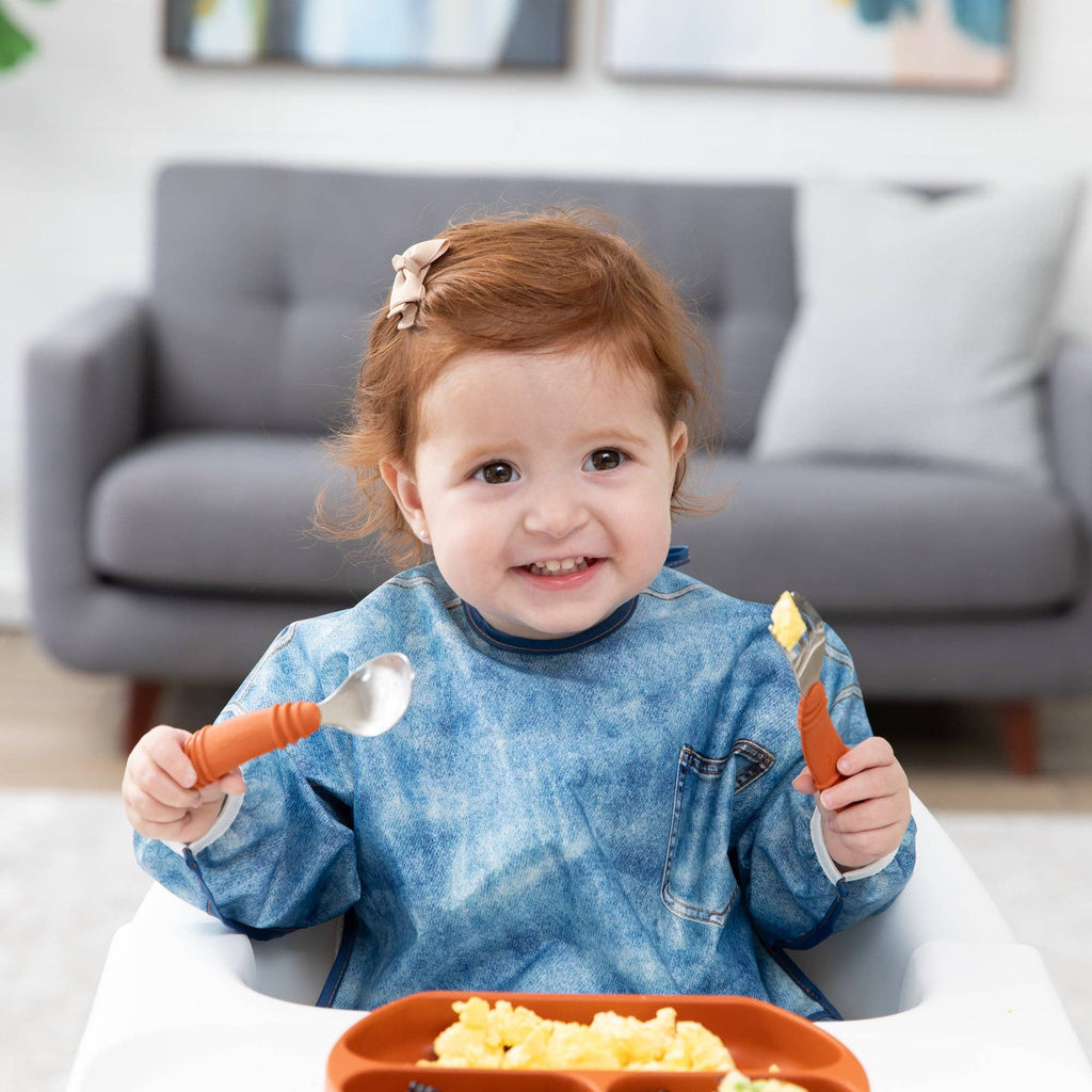 Sleeved Bib: Vintage Denim