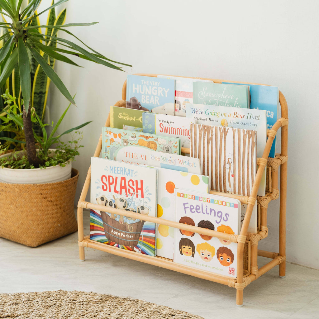 Handcrafted - Elena Kids Montessori Bookshelf -Rattan Wicker