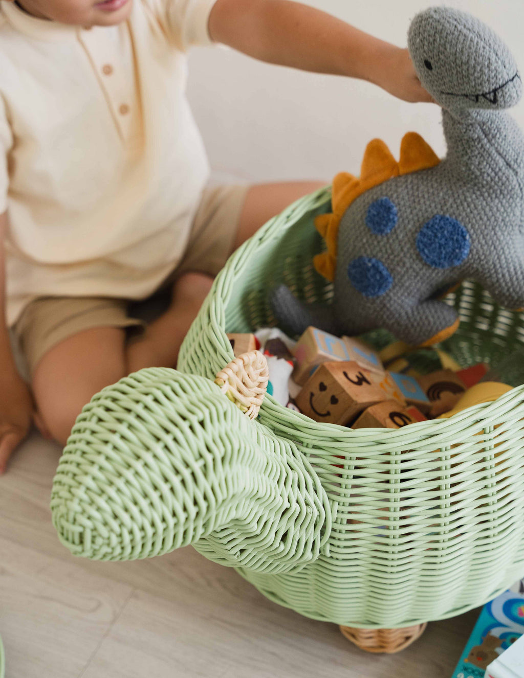 Handcrafted- Dinosaur Storage Basket (Large) -Rattan Wicker