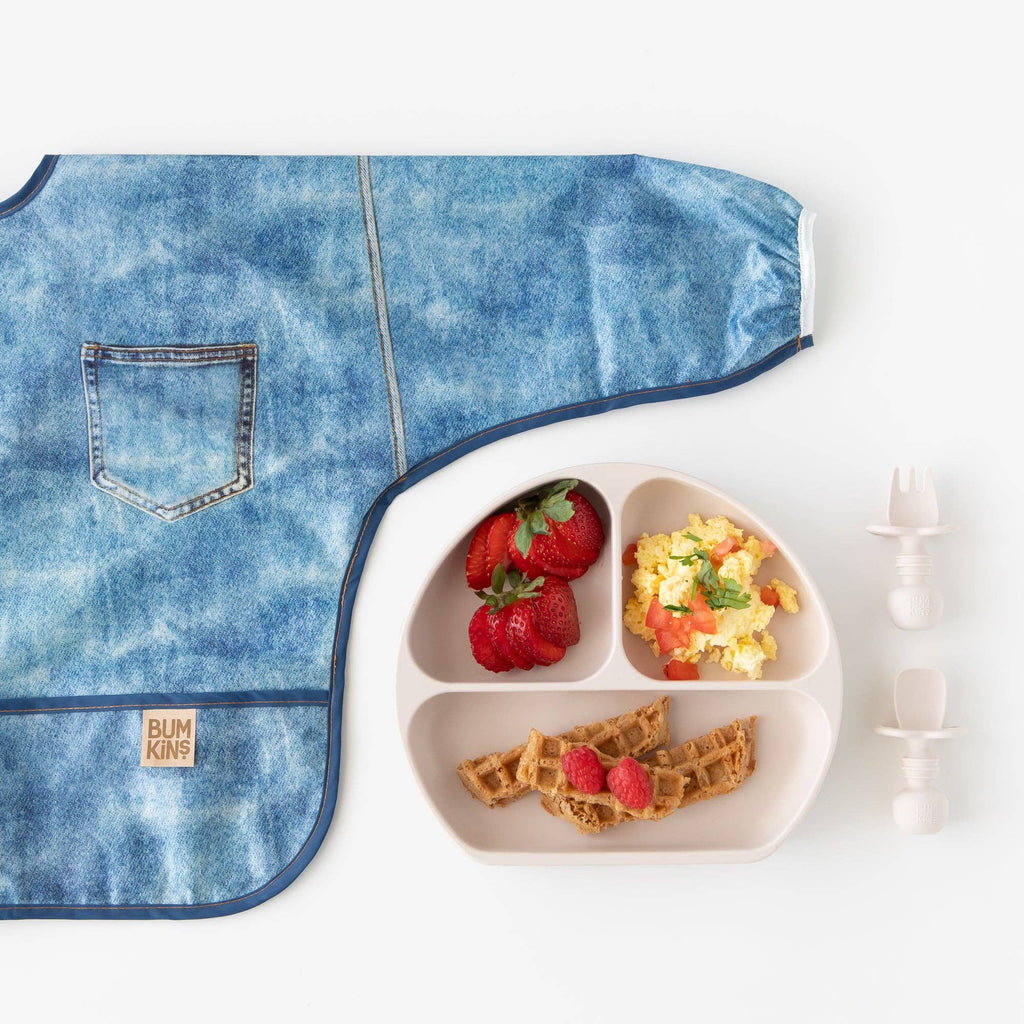 Sleeved Bib: Vintage Denim