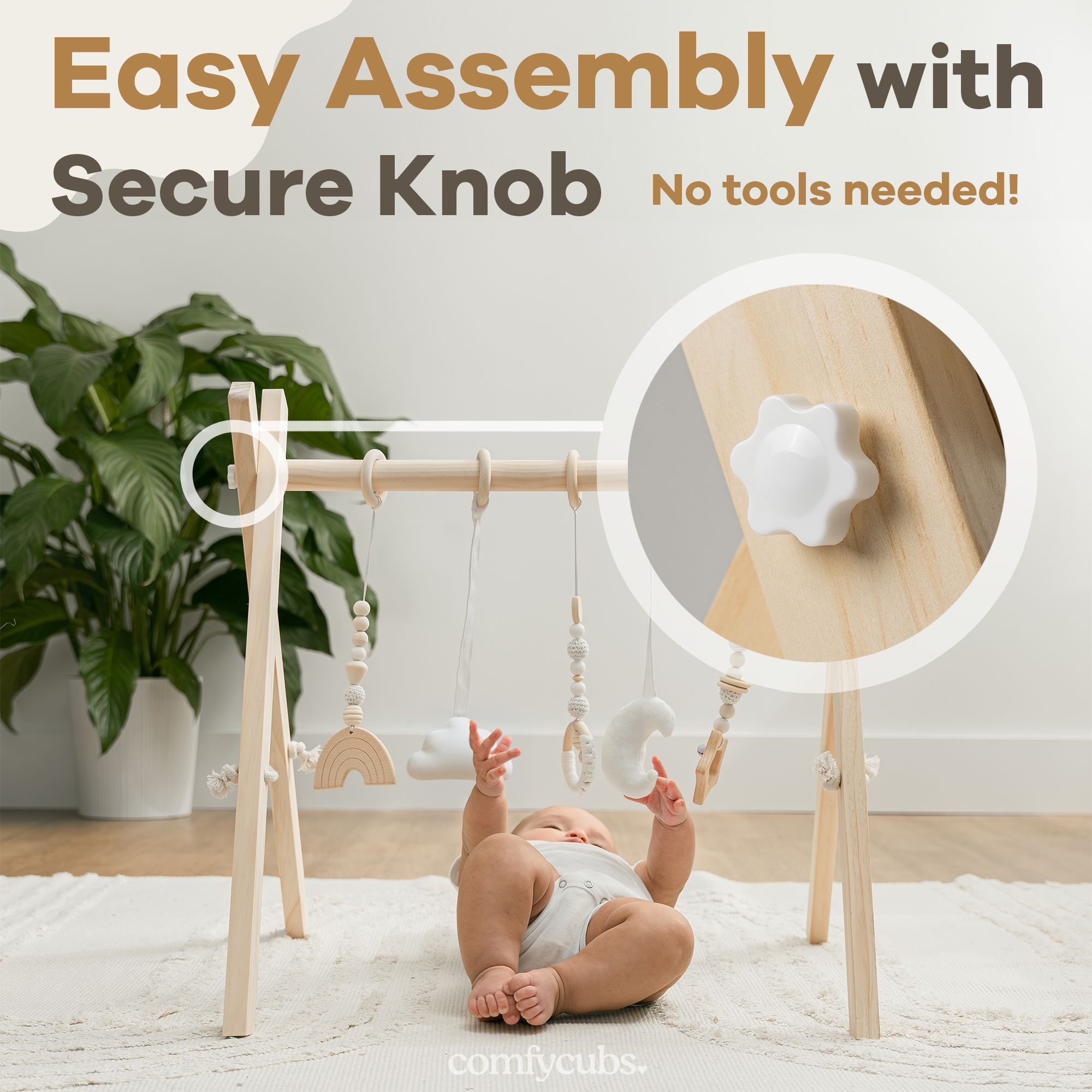 Wooden Baby Play Gym, Baby Activity Gym by Comfy Cubs