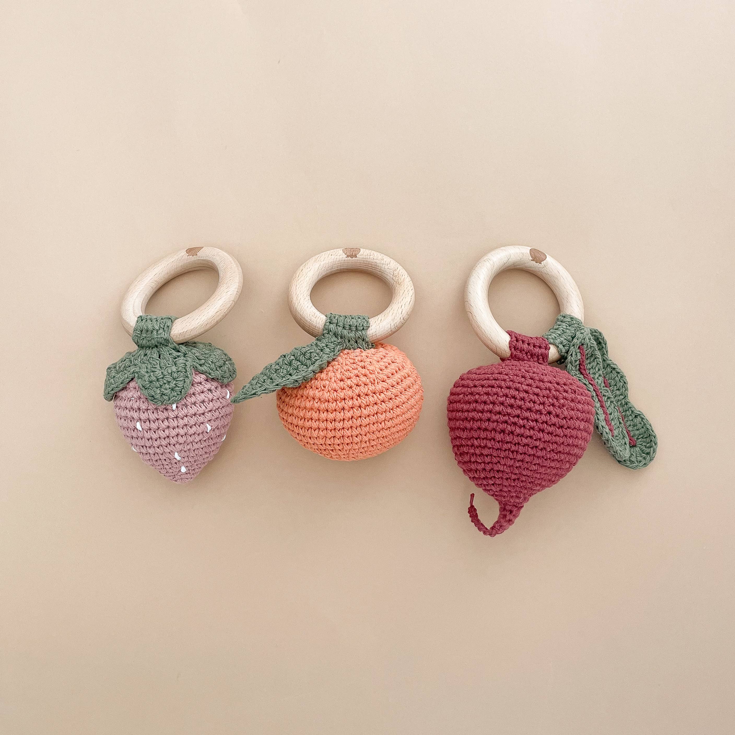 Teether Orange Cotton Rattle Fruit Baby Clementine Pumpkin