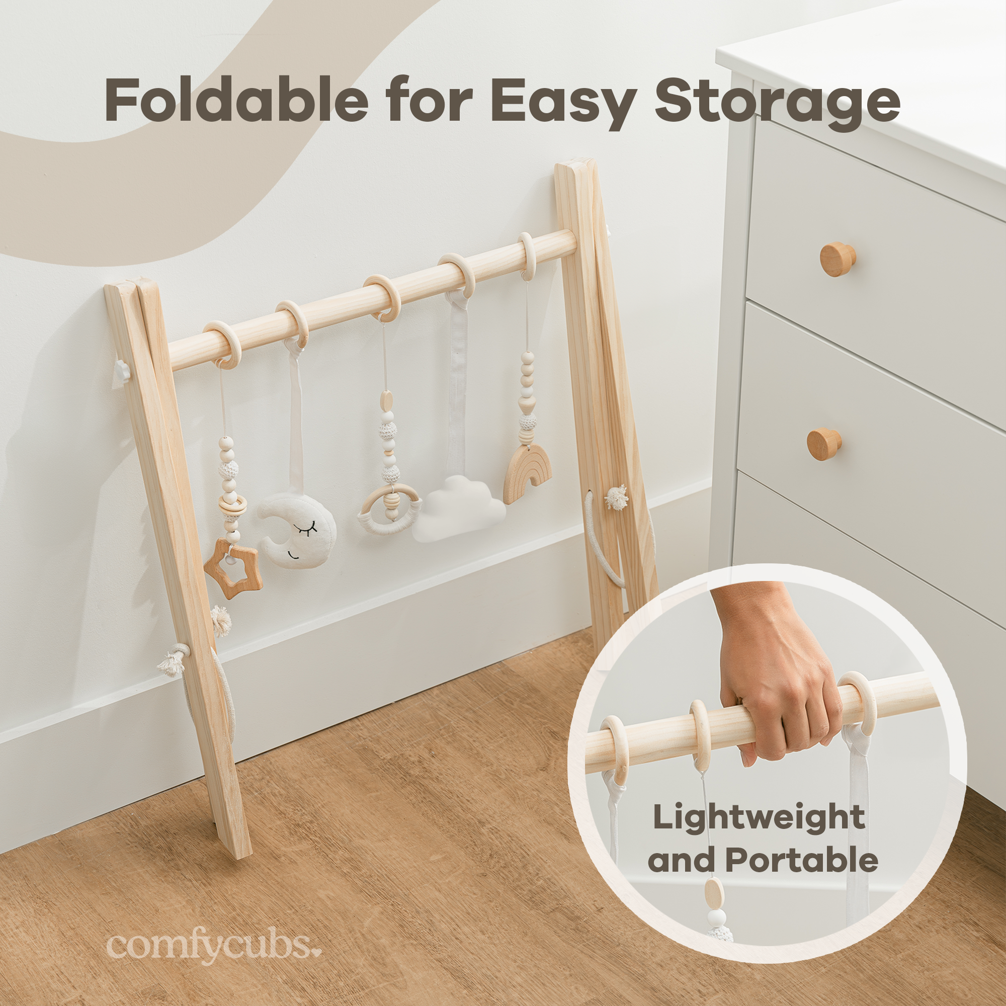 Wooden Baby Play Gym, Baby Activity Gym by Comfy Cubs