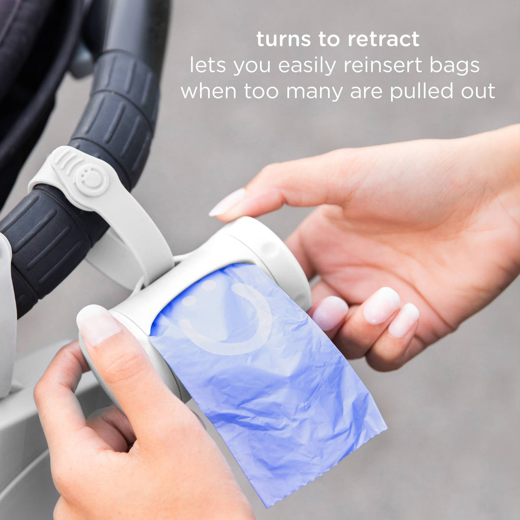 White Retractable On-the-Go Bag Dispenser