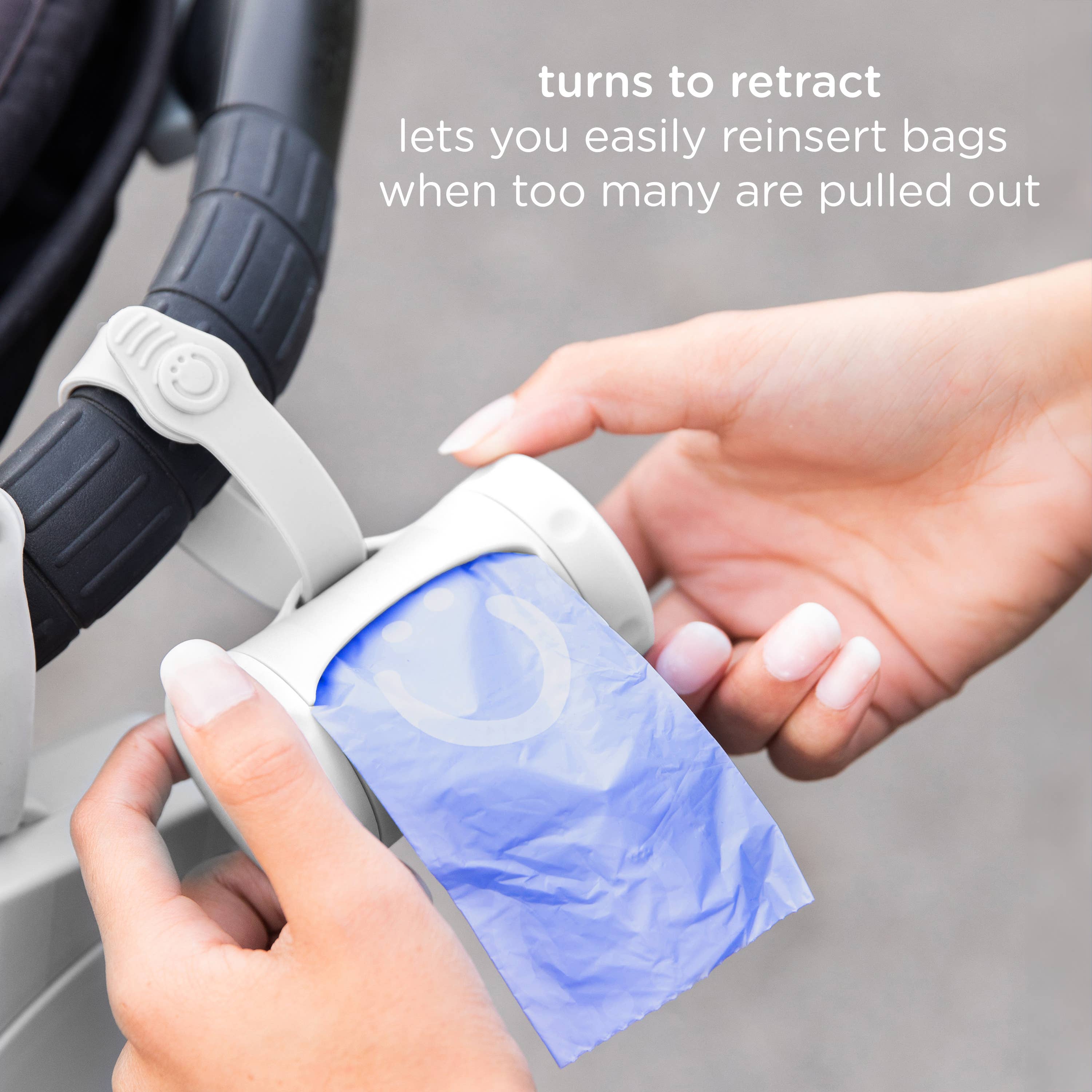 White Retractable On-the-Go Bag Dispenser