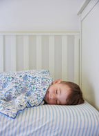 Blue & White Striped Crib Sheet