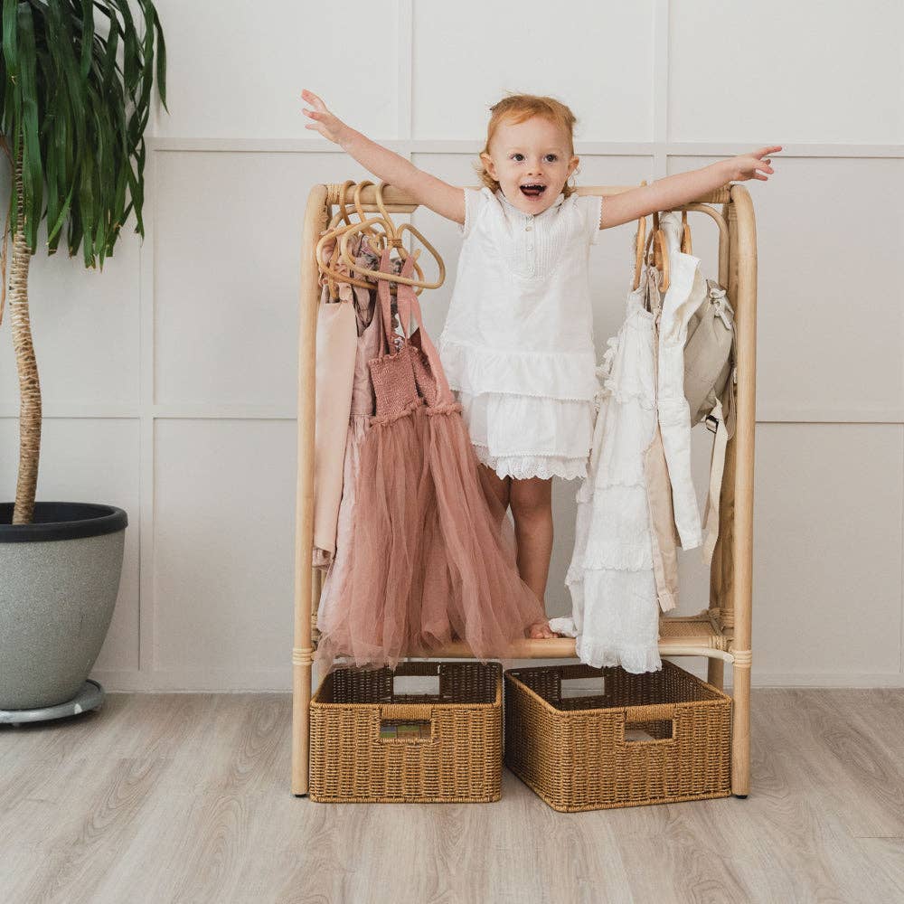 Handcrafted - Belle Kids Clothing Rack - Rattan Wicker