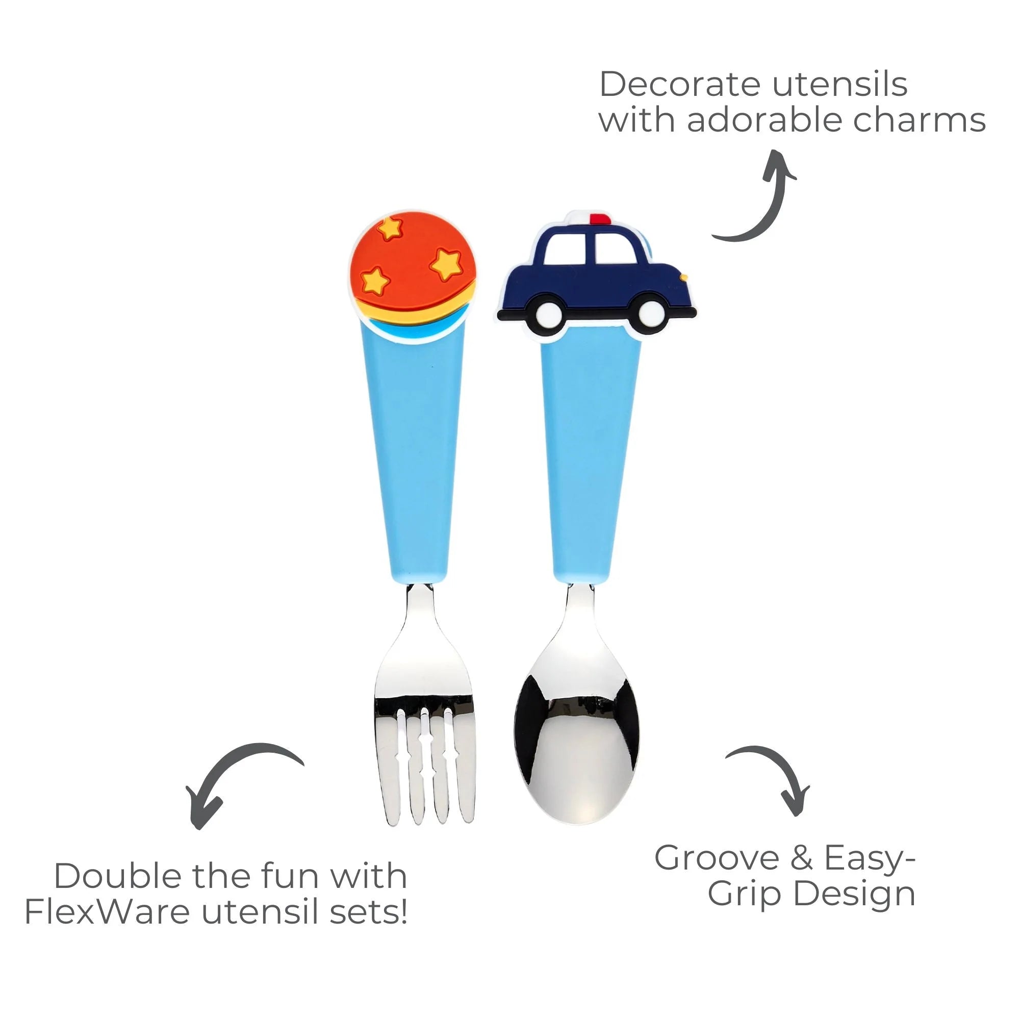FlexWarez Kids Spoon & Fork Set w/ Charmz - Toy World