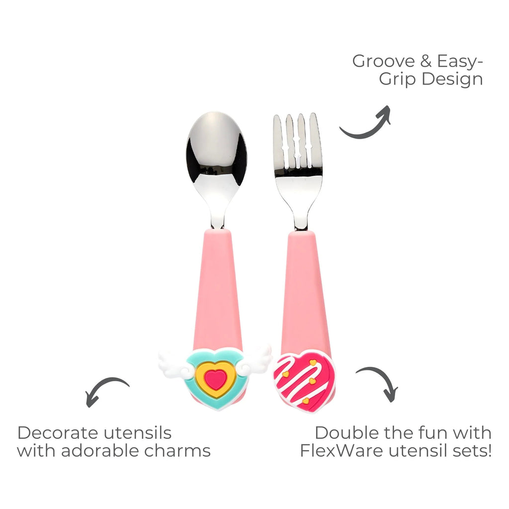 FlexWarez Kids Spoon & Fork Set w/ Charmz - Unicorn