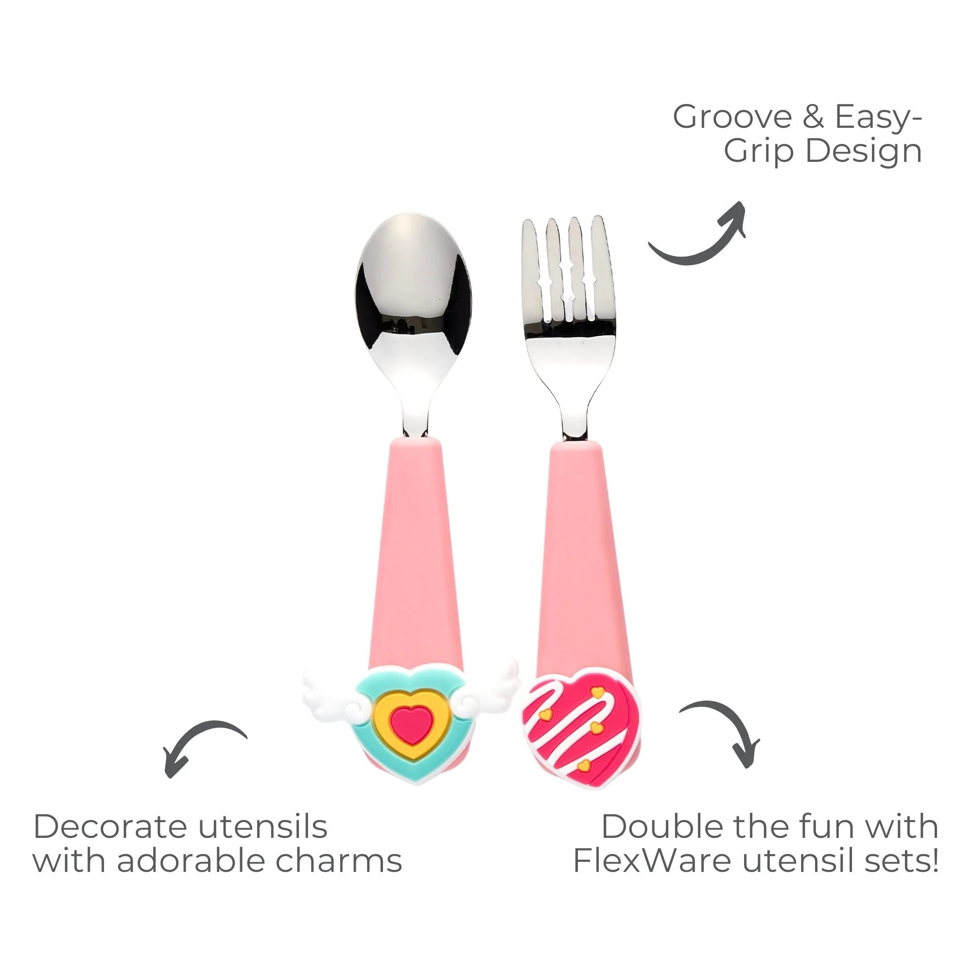 FlexWarez Kids Spoon & Fork Set w/ Charmz - Unicorn