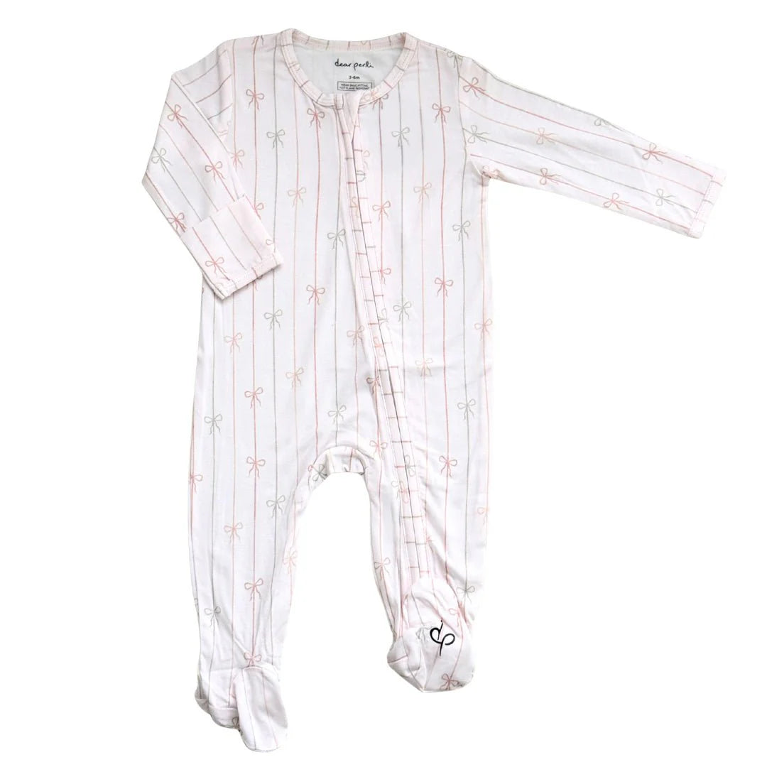 Footie Zippered One Piece in Darling Bows