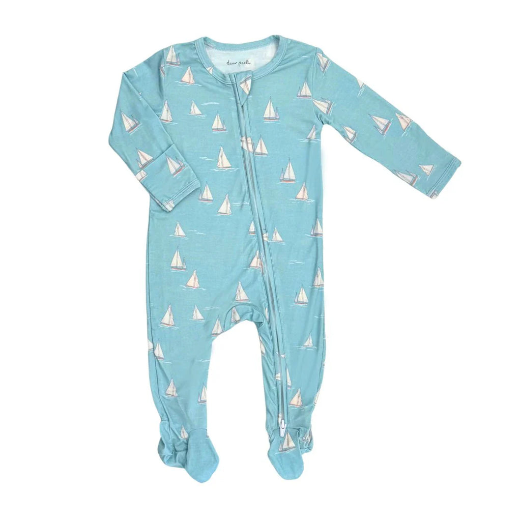 Footie Zippered One Piece in Smooth Sailing