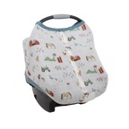Cotton Muslin Car Seat Canopy- Farmyard