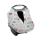 Cotton Muslin Car Seat Canopy- Farmyard