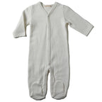 Pointelle V-Neck Footie with Center Snaps