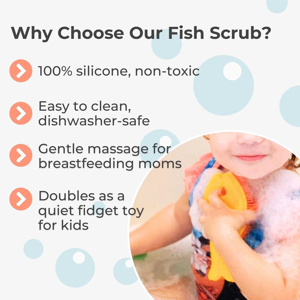Innobaby Silicone Fish Bath Scrub - Periwinkle/Aqua
