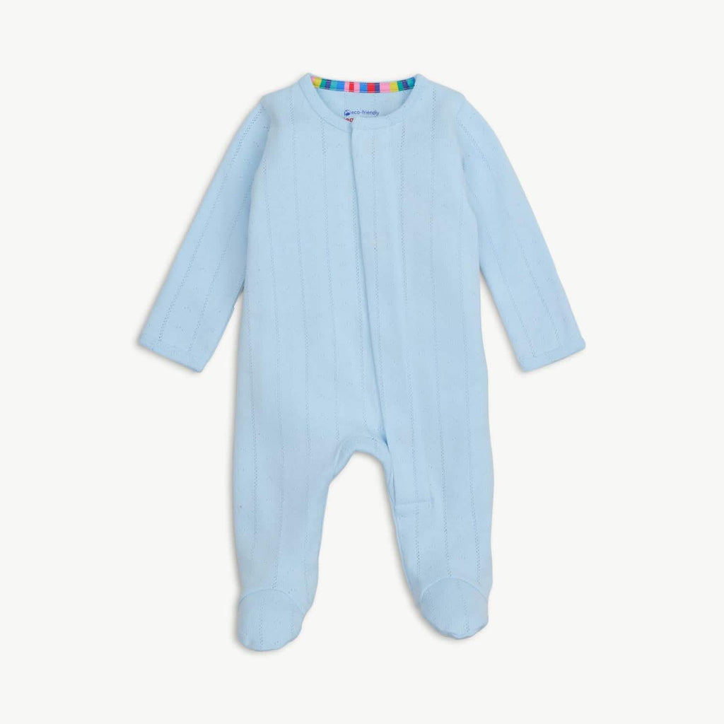 Blue Love Lines Pointelle Magnetic Footie