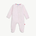 Pink Love Lines Pointelle Magnetic Footie