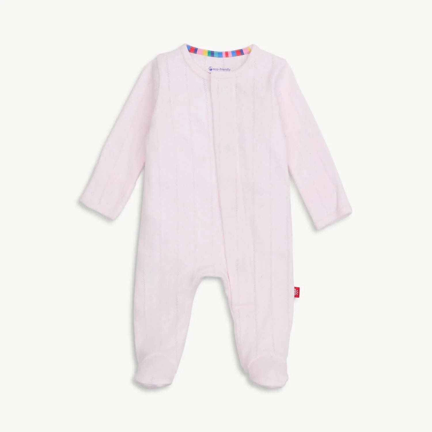 Pink Love Lines Pointelle Magnetic Footie
