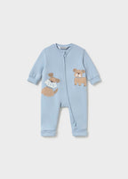 Embroidered Puppy Zip Up Pajamas