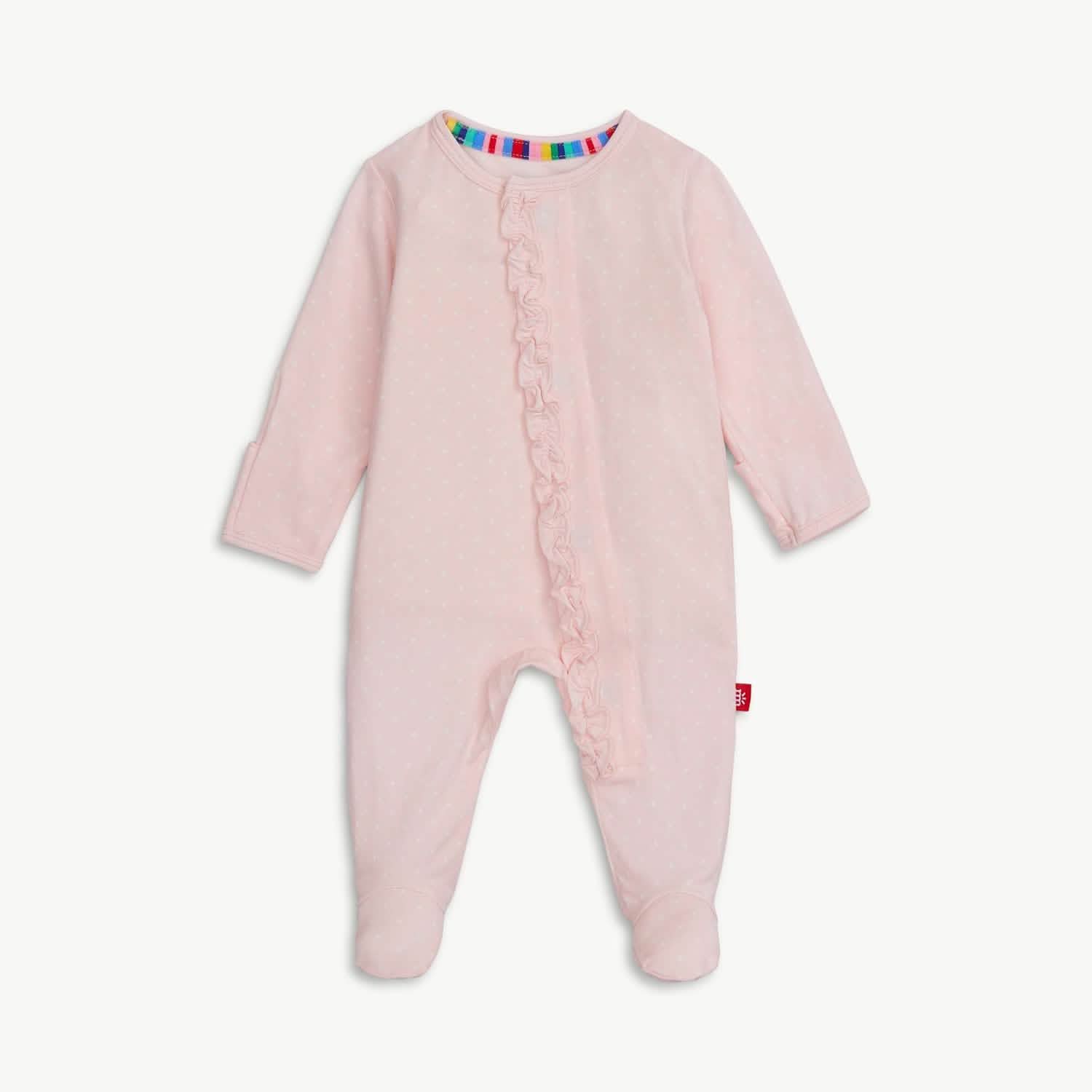 Pin Dot Pink Magnetic Footie with Ruffle