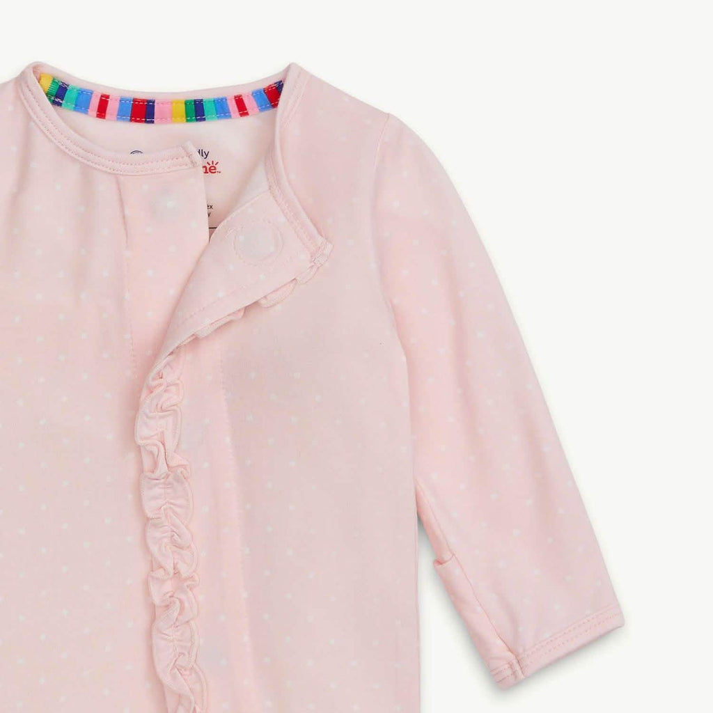 Pin Dot Pink Magnetic Footie with Ruffle