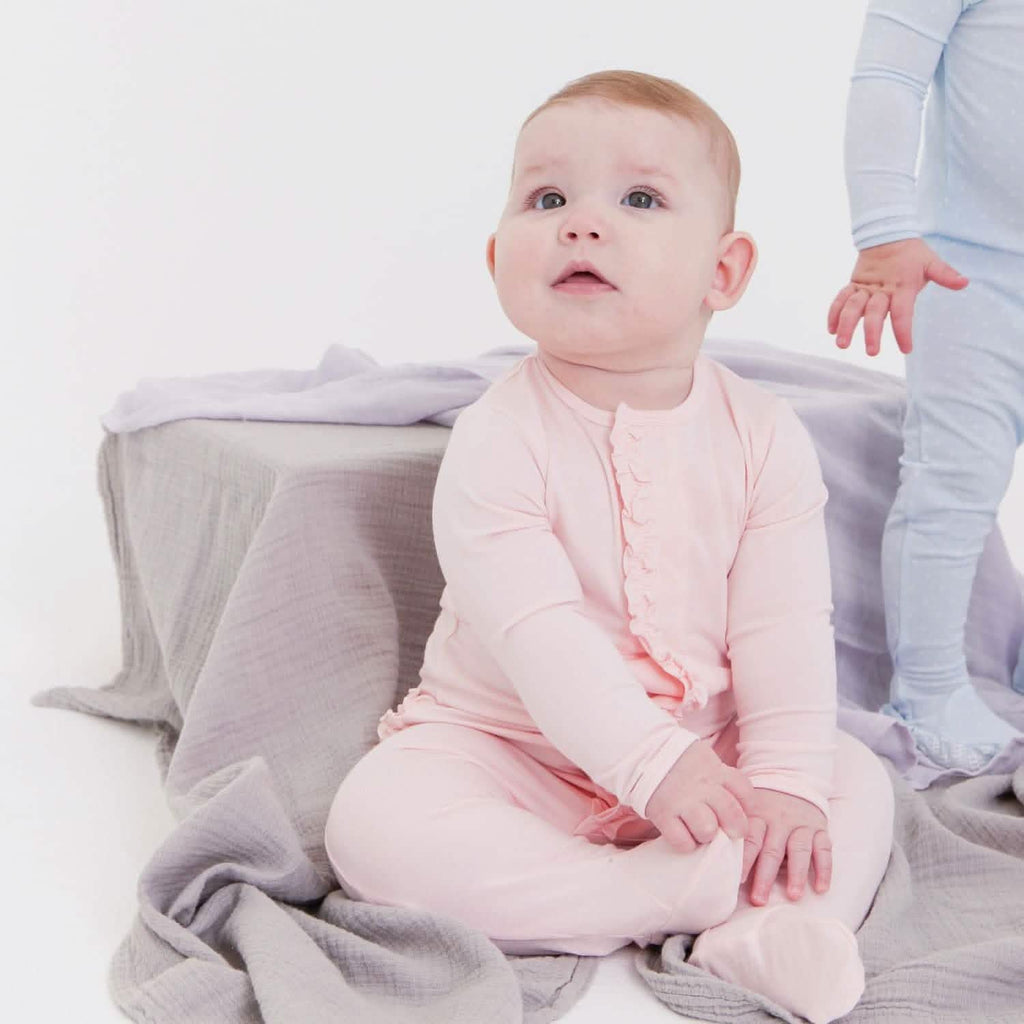 Pin Dot Pink Magnetic Footie with Ruffle