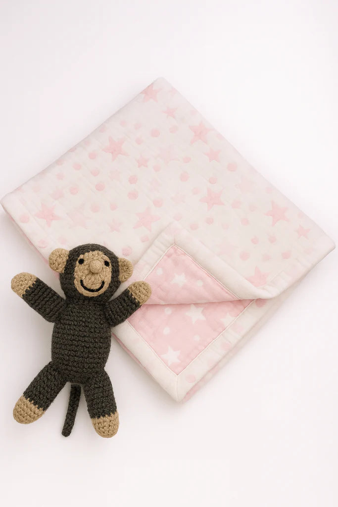 Stars and Dots Baby Blanket- Pink