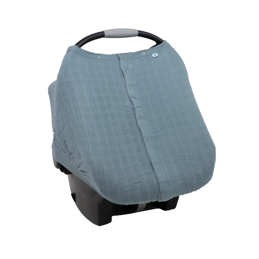 Cotton Muslin Car Seat Canopy- Sea