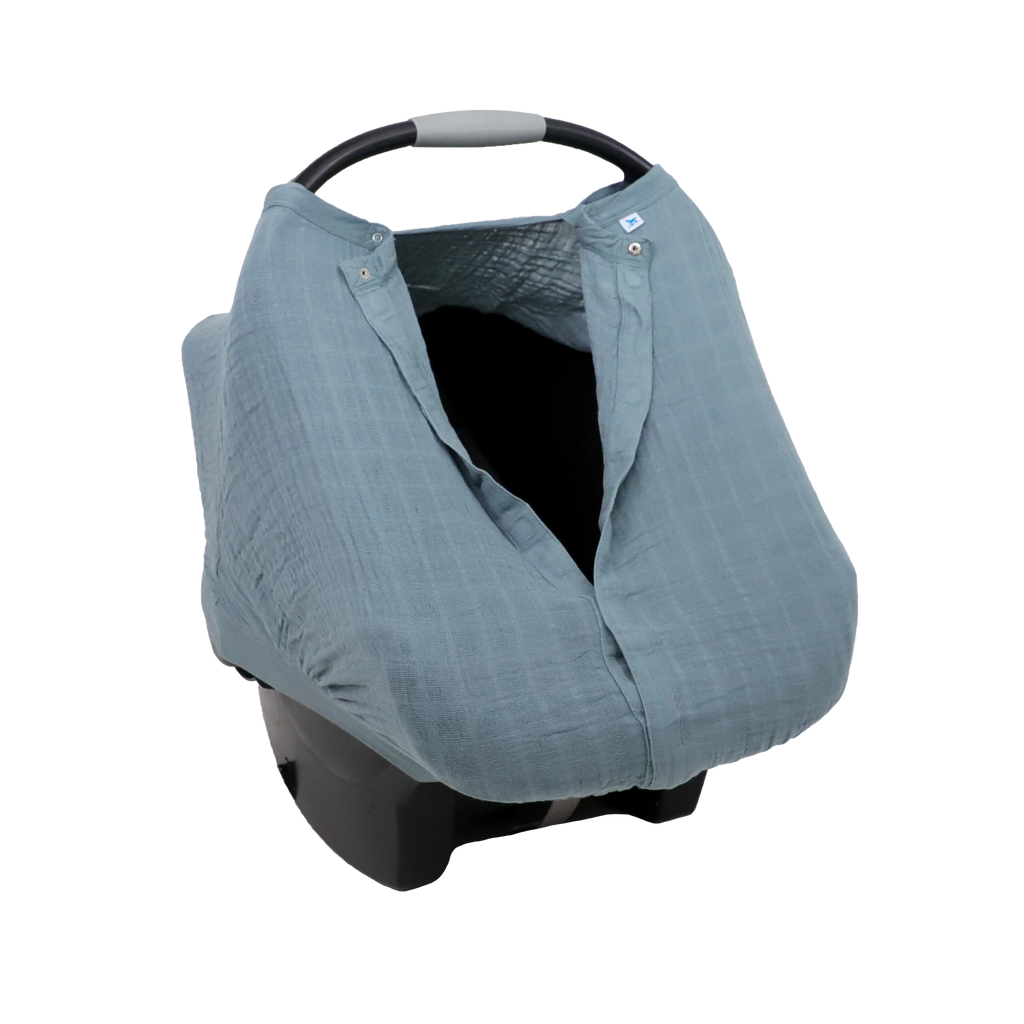 Cotton Muslin Car Seat Canopy- Sea
