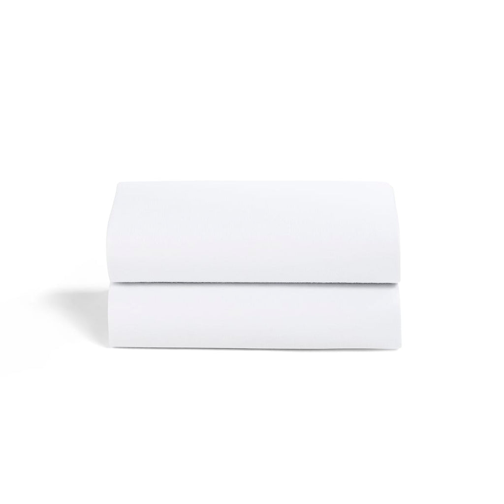 SnuzPod5 Bassinet 2 Pack Fitted Sheets- White